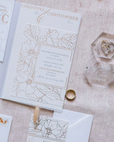 Rose Gold Camellia Invitations Set of 100